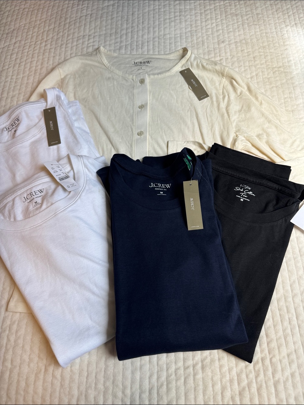 J. Crew women’s  Tee & Navy, Black, Whitex 2 & Cream